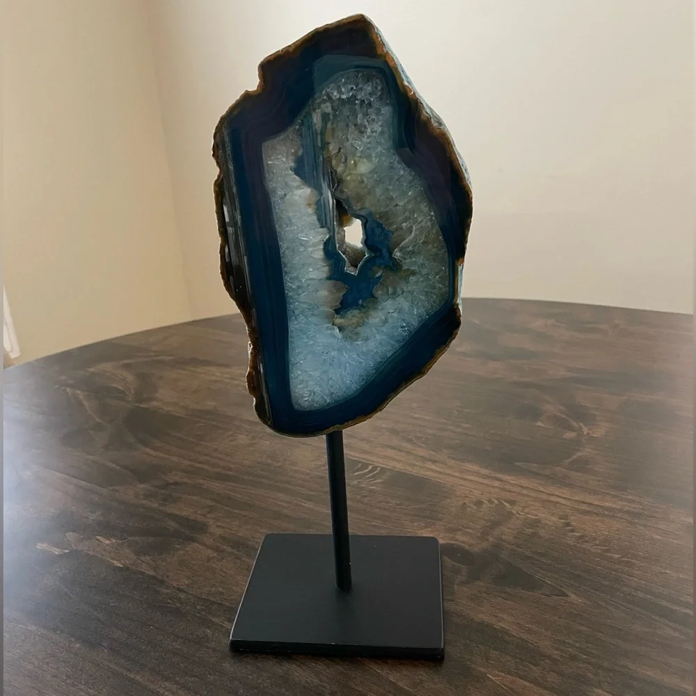 Agate Geode Crystal Mineral With Stand From Brazil